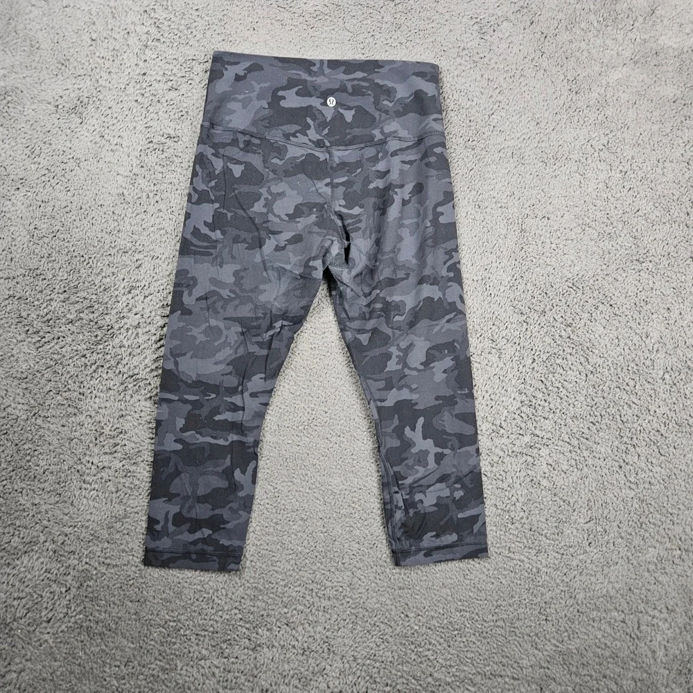 Lululemon Align Camo Crop Leggings Womens Size 10‎ Grey Black Athleisure - Picture 7 of 9